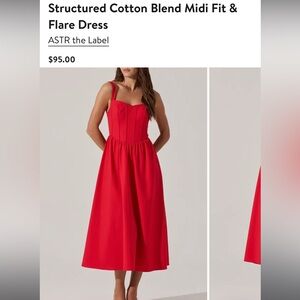 Astr Red Midi Fit & Flare Dress